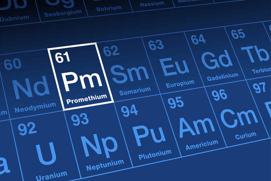 Chemisches Element mit P Promethium (depositphotos.com)